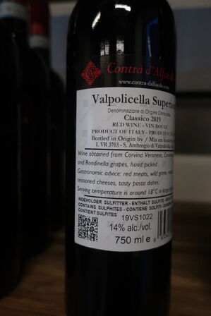 3 fl. rødvin, Contra d'Alfaedo, Valpolicella Ripasso 2019 Classico