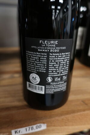 3 fl. rødvin, Mont Verrier, Fleurie la Tonne 2020