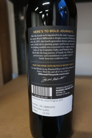 3 fl. rødvin, Milbrandt, merlot 2017