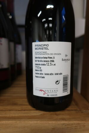 2 fl. rødvin, Principio Moristel, Somontano Bodega Pirineos 2021