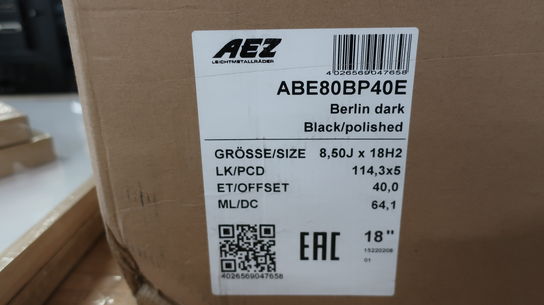 18" fælg AEZ ABE80BP40E 8,50J x 18H2