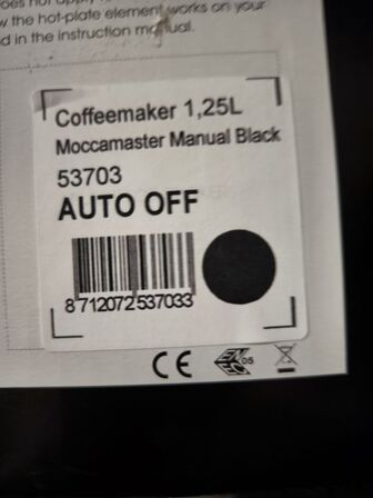 Kaffemaskine MOCCAMASTER 1,25L - Sort