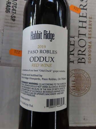 12 fl. rødvin, RABBIT RIDGE Paso Robles Oddux 2019