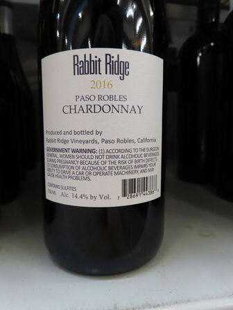 4 fl. hvidvin, RABBIT RIDGE Paso Robles Chardonnay 2016