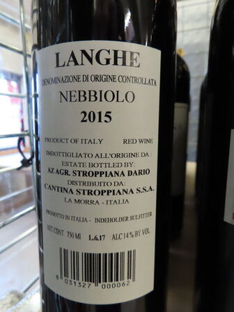 7 fl. rødvin, STROPPIANA Langhe Nebbolo 2015