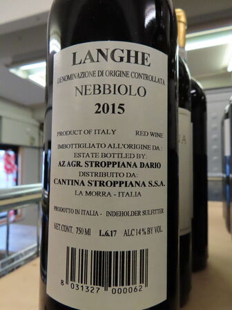 3 fl. rødvin, STROPPIANA Langhe Nebbolo 2015