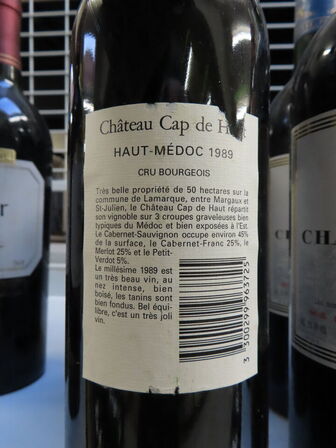 3 fl. rødvin CHATEAU CAP DE HAUX Haut-Medoc Cru Bourgeois 1989