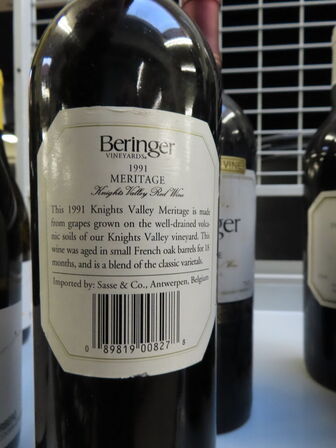 2 fl. rødvin, BERINGER Meritage 1991