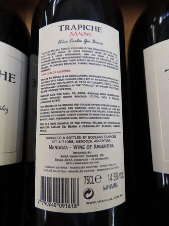 3 fl. rødvin, TRAPICHE Malbec Vina Victorio Coletto 2004