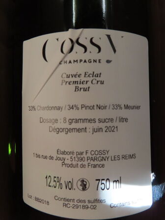 6 fl. champagne, COSSY Cuvee Eclat premier Cru Brut 2021