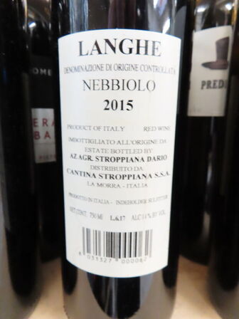 7 fl. rødvin, STROPPIANA Langhe Nebbolo 2015