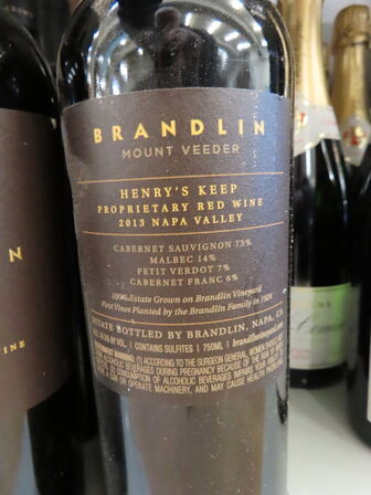 6 fl. rødvin, BRANDLIN Mount Veeder Henry´s Keep 2012