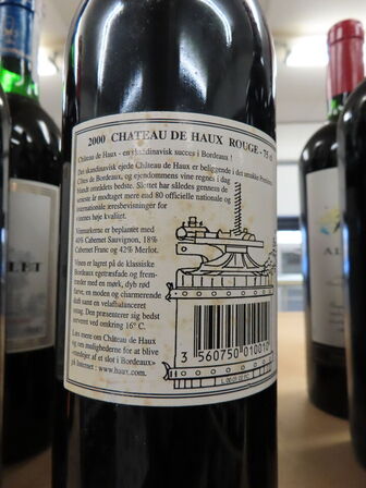 3 fl. rødvin, CHATEAU DE HAUX Preméres Cotes De Bordeaux 2000