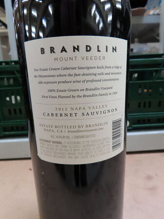 1 fl. rødvin, BRANDLIN Mount Veeder Cabernet Sauvignon 2012 MAGNUM (1,5L)