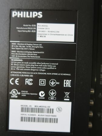 46" TV PHILLIPS BDL4620QL (uden fjernbetjening)