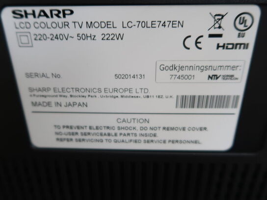 70" LCD TV SHARP LC-70LE747EN med 183 cm høj stander