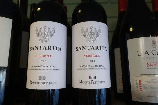 6 fl. Rødvin SANTARITA Nebbiolo Rosso Di Valtellina 2022