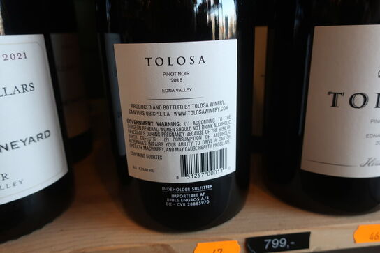 3 fl. Rødvin TOLOSA Pinot Noir 2018