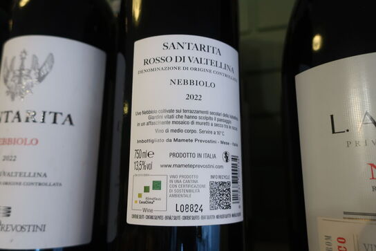 6 fl. Rødvin SANTARITA Nebbiolo Rosso Di Valtellina 2022