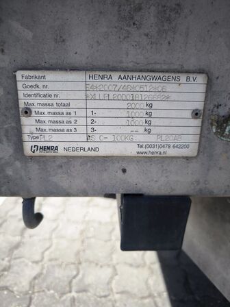 Maskintrailer HENRA 3016-2000 Pl20200
