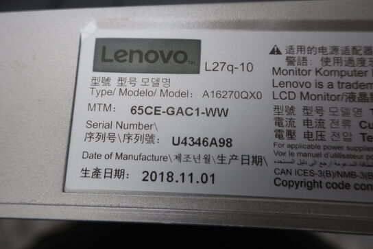 2 stk. monitor LENOVO A16270QX0