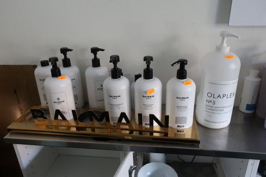 10 stk. hårprodukter bl.a. hårshampoo samt hårbalsam BALMAIN, OLAPLEX