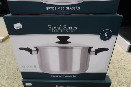 Royal Grydesæt med glaslåg 3,5 - 10 Liter