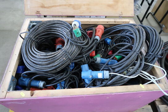 Box with various power cables and adapters