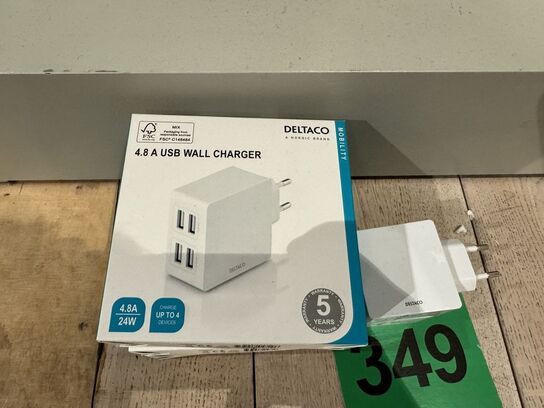 5 stk. 4.8 A USB wall charger  