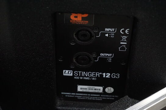 2 stk. LD Systems Stinger 12 G3 højttalere inkl. flightcase