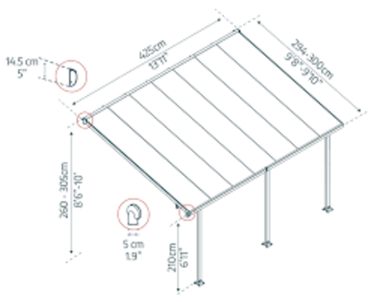 Palram canopia freia Terrasseoverdækning 3x4,3M Grå