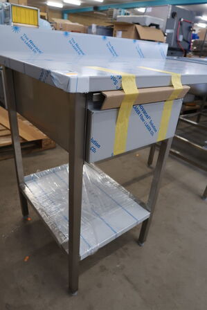 Rustfri stålbord m. skuffe 120x65xH90cm