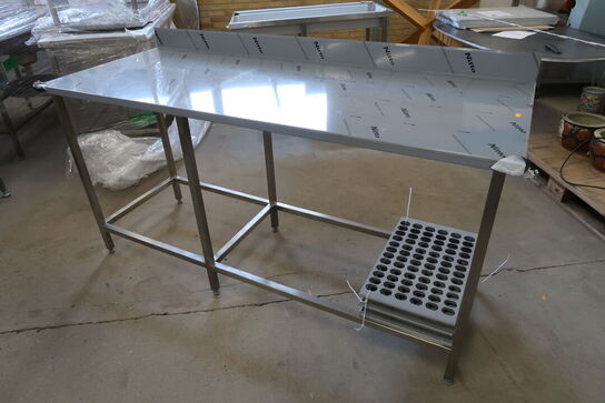 Rustfri stålbord m. bagkant 180x70xH90cm