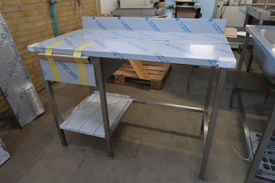 Rustfri stålbord m. skuffe 120x65xH90cm