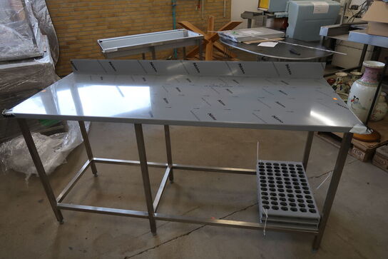 Rustfri stålbord m. bagkant 180x70xH90cm