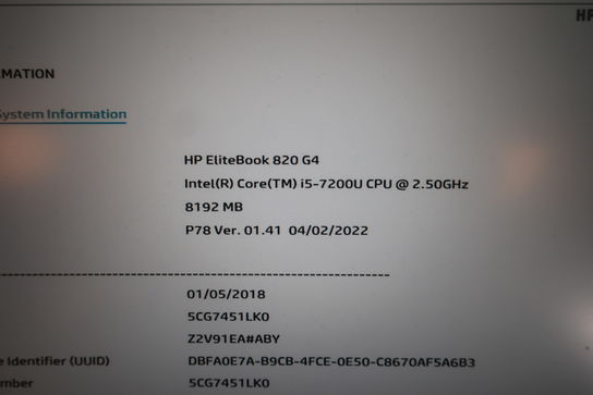 Bærbarcomputer HP EliteBook 820 G4