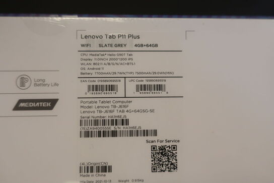 Tablet LENOVO Tab P11 Plus (ubrugt)