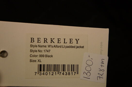 Jakke BERKELEY  STR. XL Sort 