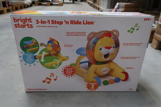 Bright Starts 3-in-1 Step n Ride Lion - lær-at-gå løve med lys og lyd