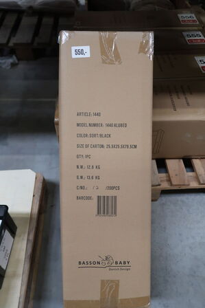 Basson Let rejseseng m. dør/net/taske 60x120, Sort