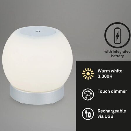 2 stk.Briloner led batteridrevet udendørs bordlampe, ø16 cm, hvid(ubrugt)