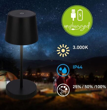 2 stk. briloner udendørs led batteri bordlampe sort(ubrugt)