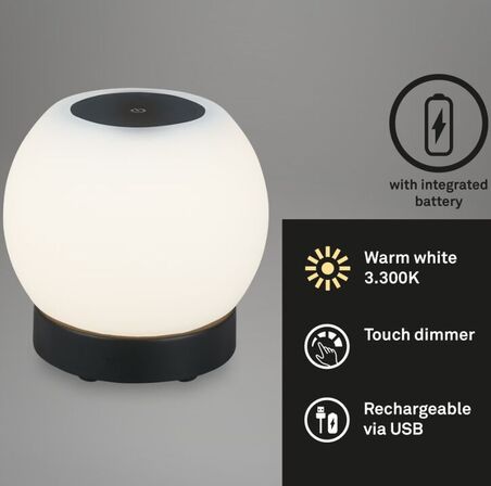 4 stk.Briloner led batteridrevet udendørs bordlampe, ø16 cm, sort(ubrugt)