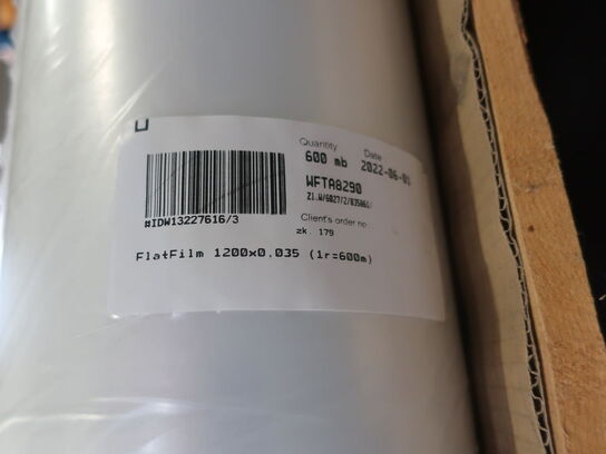 7 rolls plastic for packaging. FLAT FILM 1200x0.035mm. 1 row = 600m.