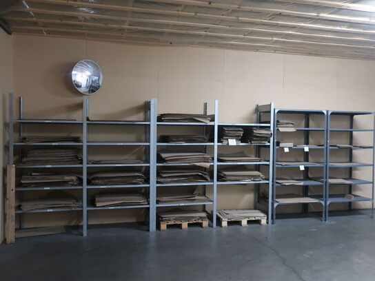 4 2 compartment steel shelving incl. content