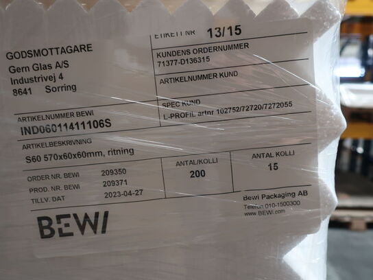 2 ppl. edge strips BEWI 570x60x60mm - 15 cll Ã¡ 200 pcs. per pl.