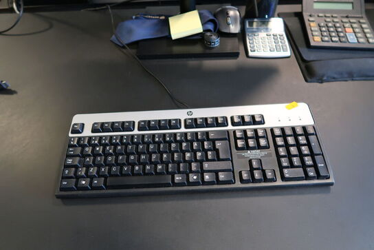 Computerskærm SAMSUNG F24T450FQR samt tastatur og mus
