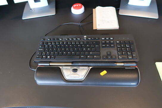 2 stk. computerskærme HP EliteDisplay E242 med tastatur og rollermouse