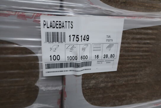 4 stk. paller med isolering bl.a. ROCKWOOL Pladebatts 175149