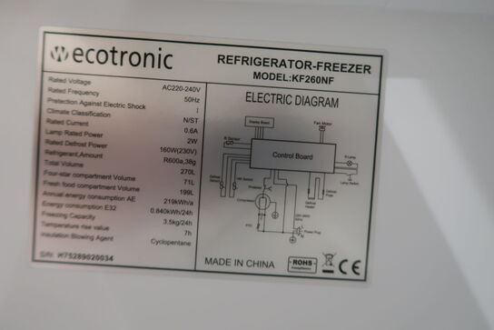 Ecotronic KF260NF køle/fryseskab